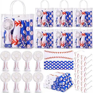 48 Pcs Baseball Gifts Bulk Mini Portable Handheld Fan Cooling Towels Sunglasses Clear Gift Bag for Sports Team Players Summer Birthday Party Favors