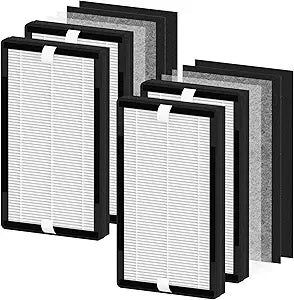 4 Packs IAF-H-100C Replacment Filter C Compatible with Idylis IAP-10-200, IAP-10-280 Air Cleaner Purifier with 4 Extra Activated Carbon Pre-Filters