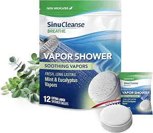SinuCleanse Vapor Shower Steamers XL Tablets, Eucalyptus & Mint, 12 Pack