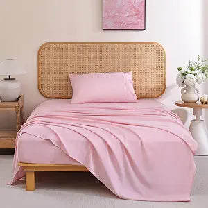 Pink Bed Sheets Twin Size Girls Sheet Sets with Deep Pocket Fitted Sheet