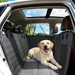 Hard Bottom Dog Car Seat Cover & Back Seat Extender, 100% Waterproof, Scratchproof & Nonslip Pet Hammock with 6 Pads, Universal for Cars, Trucks, SUVs