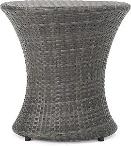 Christopher Knight Home Adriana Outdoor PE Wicker Accent Table, Grey