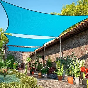 ShadeMart 10' x 10' Turquoise Sun Shade Sail UPF50 Square Canopy Fabric Cloth Screen smTAPS10, Water and Air Permeable & UV Resistant, Heavy Duty, Carport Patio Outdoor - (We Customize Size)