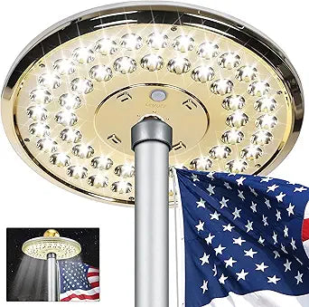 Flagpole Light Solar Powered, Auro 4 Golden Flag Pole Light 48 Large LED for 15-25 Ft Poles,12 Hour Dusk to Dawn Auto On/Off, Spectacular Aurora Lighting on Outdoor Pole Top