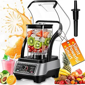 Commercial Blender, Quiet Blenders, Smoothie Blender with Full Soundproof Shield, Professional Blenders Heavy Duty Mixer with Strong and Quiet Professional-Grade Power, Self-Cleaning, 70 Oz, 2200W