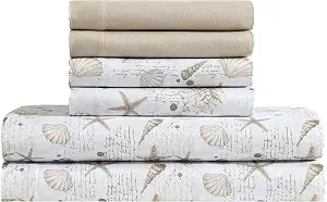 Caribbean Joe 6-Pc King Sheet Set w/Cooling Pillowcases, Shell Note Taupe