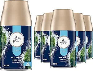 Glade Automatic Spray Refill, Sea Mist & Cypress, Scented Air Freshener for Home and Bathroom, 6.2 Oz, 6 Count