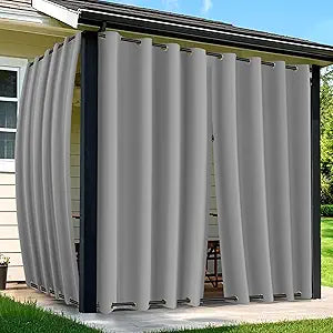 Arfntevss Outdoor Curtains for Patio Waterproof 2 Panels Blackout Curtains 108 inch Long with Zipper Top & Bottom Grommet Sun Blocking Outdoor Privacy Drape for Gazebo Porch Pergola (54x108, Grey)