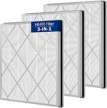 3 Pack HE401 Replacement Filter Compatible with Shark Air Purifier 4 Fan Model HE401 HE402 HE405 3-IN-1 HE4FKPET H13 True HEPA for Shark HE400 Air Purifiers