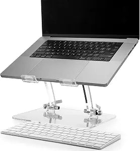 DuraClear Acrylic Laptop Stand for Desk Ergonomic Adjustable Acrylic Computer Stand - Clear Laptop Stand with Enhanced Airflow and Workspace Elevation