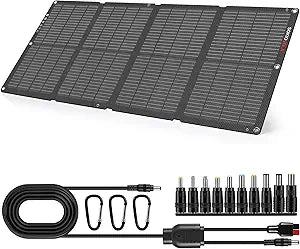 SOKIOVOLA 60W Portable Solar Panels NextGen Foldable Solar Panel Charger Kit 25% Efficiency with DC USB-C USB-A Output ETFE IP68 Waterproof Solar Panel for Travel Outdoor Camping RV Trip
