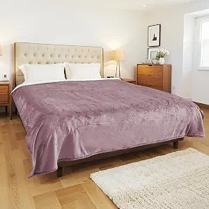 Electric Heated Blanket Queen Size 84" x 90", Soft Flannel for Bed, Couples, 10 Heat Settings, 1-12H Auto Shut Off, Dual Zone Controls, Overheat Protection, Machine Washable, Purple