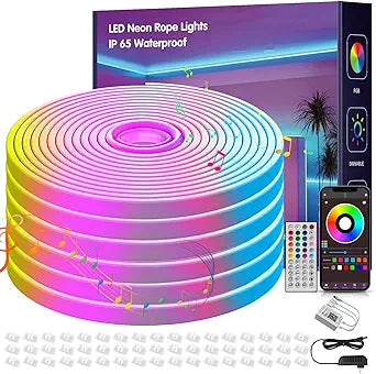 NBBUFF 100FT RGB Led Neon Rope Lights Outdoor with Remote&App Control 2Roll