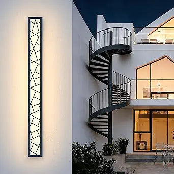 Outdoor Wall Lights 45.3inch Modern Outdoor Wall Sconce LED Long Wall Sconces Black Front Porch Light Waterproof Led Wall Light IP67 3000K Exterior Lighting Fixtures