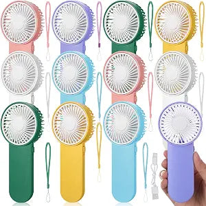 Sumind 12 Pcs Mini Portable Fan,AAA Battery Operated, Colorful