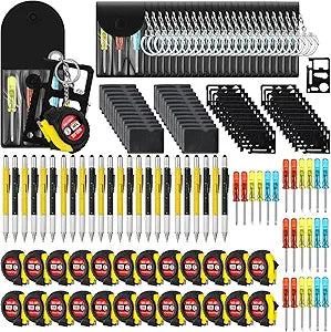 96 Pcs Mini Screwdriver Tape Keychain Set Multitool Pen Card Father's Gifts Bulk Mini Tool Set for Adult Men Dad (Yellow,Black)