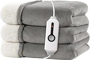 Electric Heated Blanket Full Size 72"x84" ETL Certified for Safe Overnight, 4 Heat Settings & 10H Auto Off, Dual-Sided Microplush Sherpa for Home Theater Night, Machine washable Light Gray