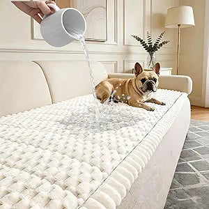 Waterproof Couch Cover for Dogs Washable,Non Slip Fuzzy Durable Couch Covers for 3 Cushion Sofa Pet Friendly Sofa Cover Dog Thick Soft Slipcovers Protector Couches Mat Bed (Beige, 27.6" x 59.06")