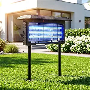 Solar Bug Zapper Outdoor, 30W Mosquito Zapper for 3500 sq.ft, Waterproof Fly Killer, Rechargeable Electric Mosquito Killer, Auto On/Off Dusk to Dawn, Cordless Insect Trap for Patio, Yard, Garden, Home