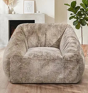 Hobestluk Giant Bean Bag Chair Memory Foam Filled Sofa Chair Bean Bag for Adults/Teens/Kids, Oversized Lazy Accent Comfy Stuffed BeanBag Sofa for Living Room Bedroom Dorm Reading(Brown)