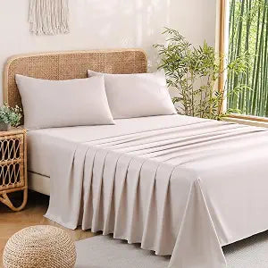 King Sheet Set 4-Piece Sheet Set - Cooling Sheets Blend Rayon Derived from Bamboo,Soft & Breathable, Deep Pocket 16", Luxury Bed Sheets -King,Champagne