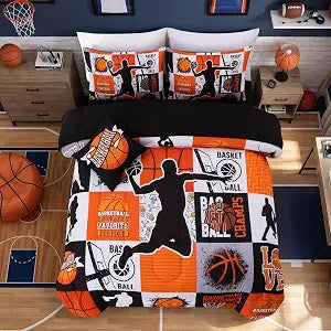 A Nice Night Sports Geometric Bedding, 6Pcs Bed Comforter Set,Twin