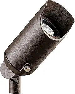 Kichler 6" Mini Outdoor Accent Light in Textured Architectural Bronze, 12V LED Adjustable Spotlight, (6" L x 2.5" H), 15384AZT,Brown