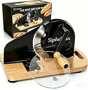 Manual Bread Slicer for Homemade Bread, Hand Crank Sourdough Rounds Bread Slicer, Wall-Mountable Storage for Compact Kitchens, 0-0.8" Adjustable Thickness, No Assembly, 420u6 Stainless Steel Blade