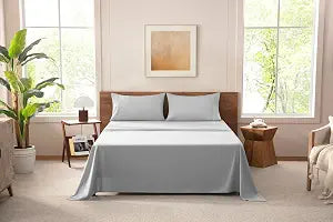 MISSQ Queen Size Bed Sheets Set - Cooling, Extra Soft, Wrinkle & Fade Resistant, Hypoallergenic - 4 Piece Hotel Luxury Microfiber Sheets with 16 Inch Deep Pocket, Queen, Gray