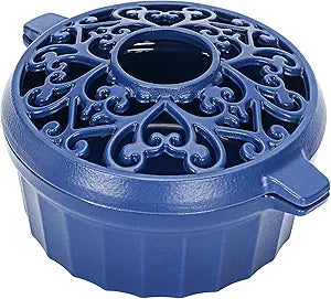 Wood Stove Steamer-Fireplace Humidifier,Cast Iron Humidifier for Stove, Matte Black Finish, Rust Resistant, Lattice Top, 2.5 Quart Capacity,Wood Burning Stove Indoor Decorative.Blue