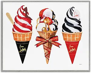 Glam Ice Cream Cone Still Life, 11 x 14 Inch Framed Gicle Print