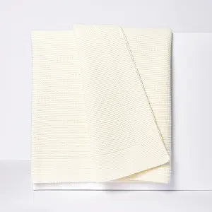 100% Cotton Knitted Throw Blanket Oeko-TEX Certified, Breathable & Soft, 50" x 60" Substantial All-Season Blanket for Couch, Bed, Home Dcor and Gifting - 2 lb (Ivory)
