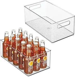 iDesign Stackable Fridge Bin - Kitchen Storage Bin for Pantry, Cabinets, or Fridge, Set of 2, Clear