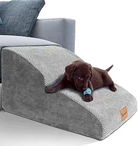 Topmart High Density Extended Foam Dog Ramp&Steps 2 Tiers,11.8" High,Non-Slip Dog Stairs,Soft Foam Pet Ladder with Removable Cover,Best for Injured,Older Cats,Pets with Joint Pain