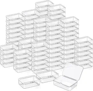 SATINIOR 100 Pcs Clear Plastic Bead Storage Boxes, 3.27 x 2.13 x 1.02 Inch