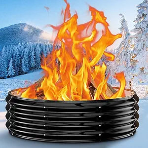60 Inch Extra Large Fire Pit Ring for Outside, Heavy-Duty Wood Burning Fire Pit Insert for Backyard Bonfires, 12" Tall Galvanized Steel Fire Bowl for Patio, Camping & Outdoor Fireplace