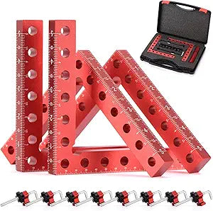 Corner Clamp for Woodworking 90 Degree Positioning Squares, 4 Pack Aluminum Alloy Corner Clamping Squares with Adjustable Clamps Right Angle Tool for Cabinet,Drawer & Picture Frame Assembly