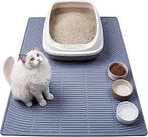 Extra Large Cat Litter Mat 47" x 35" Silicone Litter Trapping Mat for Scatter Control, Catcher for Kitty Litter, Non-Slip Waterproof Floor Protector, Easy to Clean, Gray