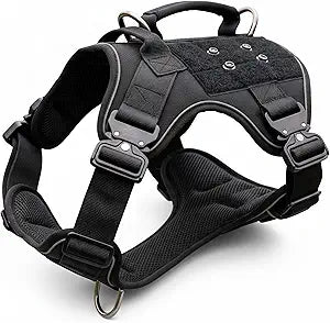 Tuff Pupper Elite Tactical Dog Harness | Dual Control Handles | Front & Back D-Rings | Fully Adjustable | Military Cobra Buckles | Heavy Duty Nylon Vest | Reflective MOLLE Dog Harness for Medium Dogs