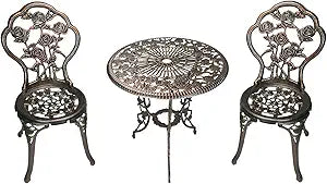 Oakland Living 3-Piece Rose Bistro Set with 23.5-Inch Cast aluminum Top Table