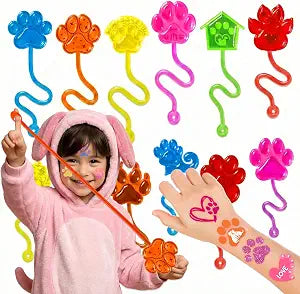 48PCS Paw Party Favors for Kids - 24 Temporary Tattoos & 24 Stick Hands