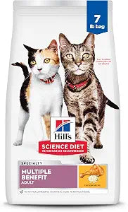 Hill's Science Diet Adult 1-6 Multiple Benefit Dry Cat Food, Chicken, 7 lb. Bag