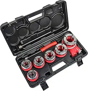 TEXALAN(R) Ratchet Pipe Threader Kit Ratcheting Pipe Threading Tool Set w/ 6 Dies 1/4", 3/8", 1/2", 3/4", 1", 11/4"
