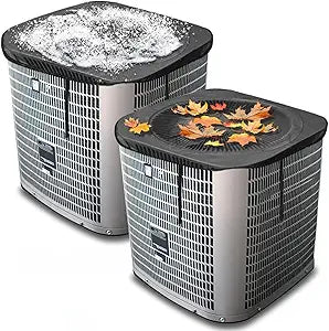 2Pcs Central Air Conditioner Covers for Outside Units 40'' x 40'', Breathable AC Mesh Cover Protector Outside Unit, Durable AC Cover for Vent & Heater Unit, Top Universal Defener for All Season