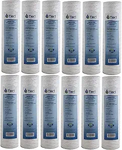 Tier1 30 Micron 10 x 2.5 Water Filter | String Wound Polypropylene Whole House Sediment Water Filter Cartridge | Replacement for Pentek CW-MF, 155187-43, W30W, RS3DS | 2.5 x 10 Water Filter (12-Pack)