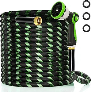 Garden Hose 75 ft Water Hose Flexible Non-Expandable Outdoor Heavy Duty Lightweight Leakproof Kink-free flex Watering Hose Pipe for 3/4 inch Fitting Yard Lawn Outside Car Wash
