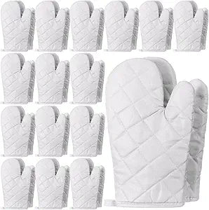 Geyoga 12 Pairs Oven Mitts Heat Resistant Kitchen Long White Oven Gloves Mitts Thick Cotton Winter Quilted Baking Flexible Glove Bulk for DIY Iron on Transfers Cooking BBQ Picnic Kitchen 10.6 Inch