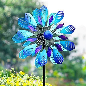 Wind Spinners Outdoor for Yard and Garden, Metal Large Wind Spinner with Stake, Windmill for Yard, Gift for Family Friends(84'' H x 24'' W)