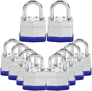 SEPOX Keyed-Alike Padlocks Outdoor, Reinforced Laminated Steel Body Heavy-Duty 1-9/16" 40MM, Uncuttable Standard Shackle, 10-Pcs-Pack, 20-Pcs Same Keys, for Gym Locker, Toolbox, Shed, Storage