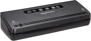 Amazon Basics Vacuum Sealer Machine for Food Preservation with Dry/Moist Mode, Built-in Cutter and Air Suction Hose, Black